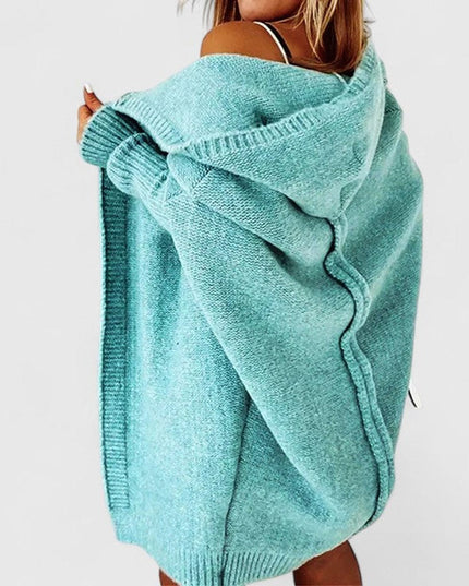Women's Knit Duster Cardigan, Oversized Hooded Knee Length
