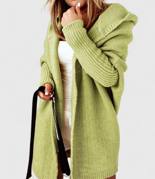Women's Knit Duster Cardigan, Oversized Hooded Knee Length