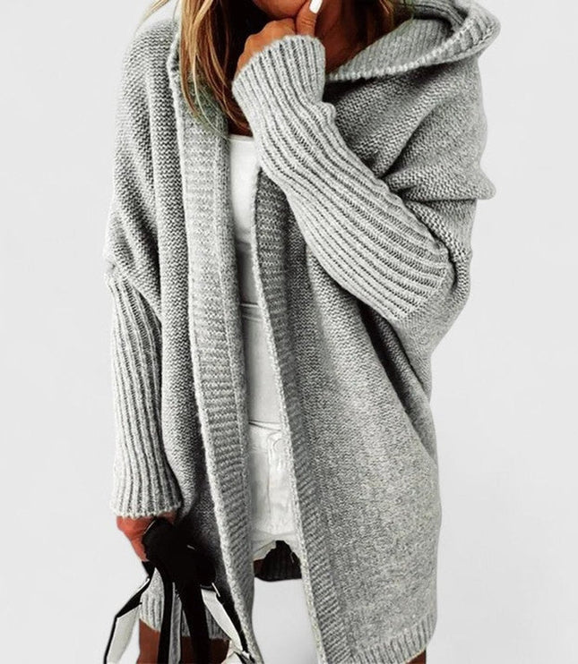 Women's Knit Duster Cardigan, Oversized Hooded Knee Length