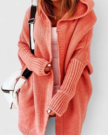 Women's Knit Duster Cardigan, Oversized Hooded Knee Length
