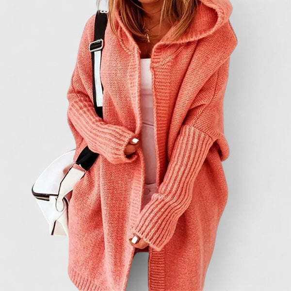 Women's Knit Duster Cardigan, Oversized Hooded Knee Length