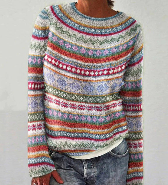 Women's Knit Pullover Sweater, Long Sleeve Relaxed Fit