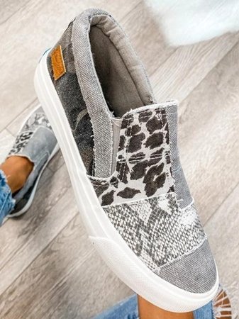 Mixed print canvas sneaker with leopard spot and textured pattern on upper