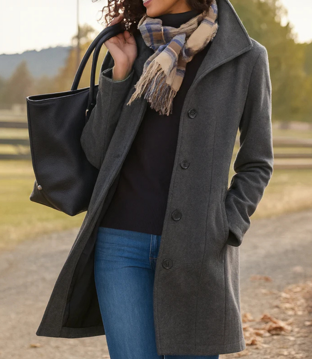 Women's Lightweight Button Up Straight Fit Fall Coat