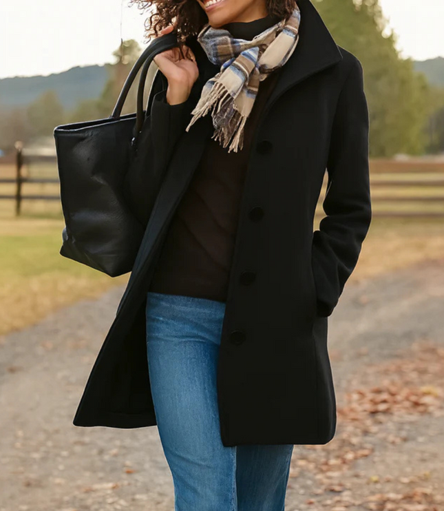 Women's Lightweight Button Up Straight Fit Fall Coat