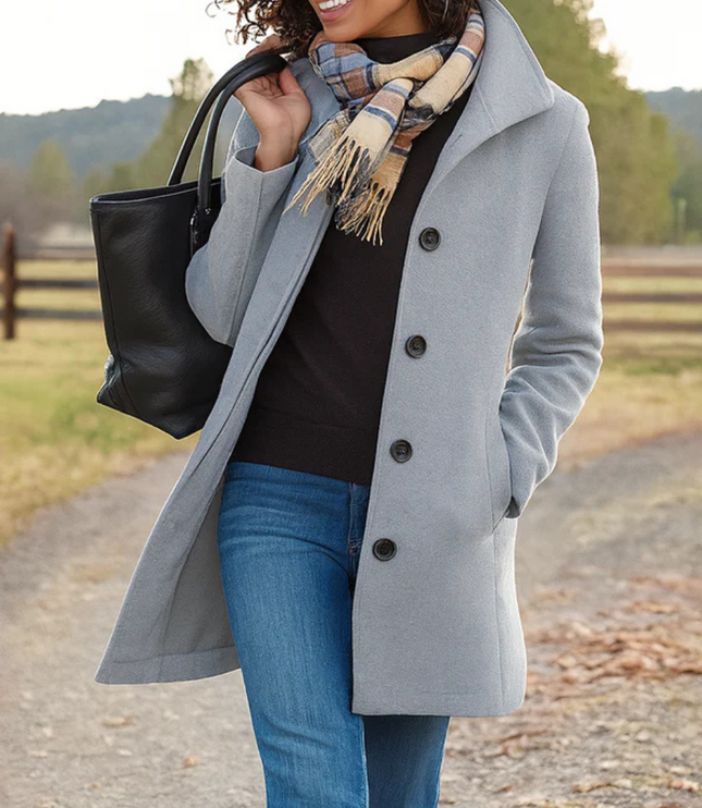 Women's Lightweight Button Up Straight Fit Fall Coat