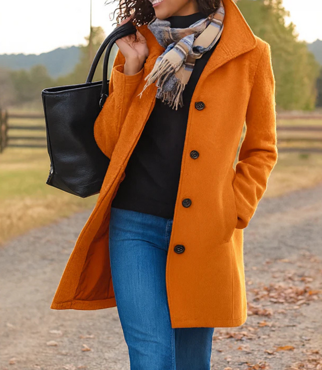 Women's Lightweight Button Up Straight Fit Fall Coat