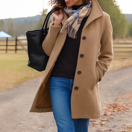 Women's Lightweight Button Up Straight Fit Fall Coat