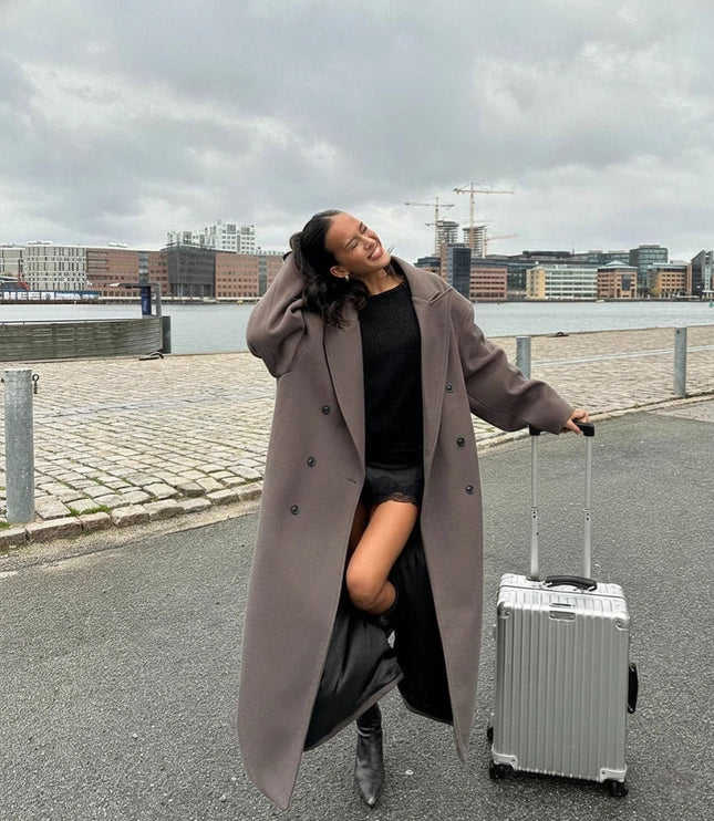Women's Long Maxi Tailored Double Breasted Duster Coat