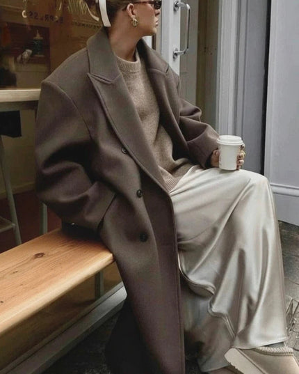 Women's Long Maxi Tailored Double Breasted Duster Coat