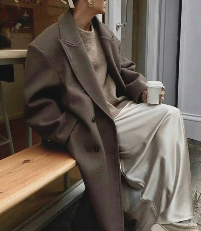 Women's Long Maxi Tailored Double Breasted Duster Coat