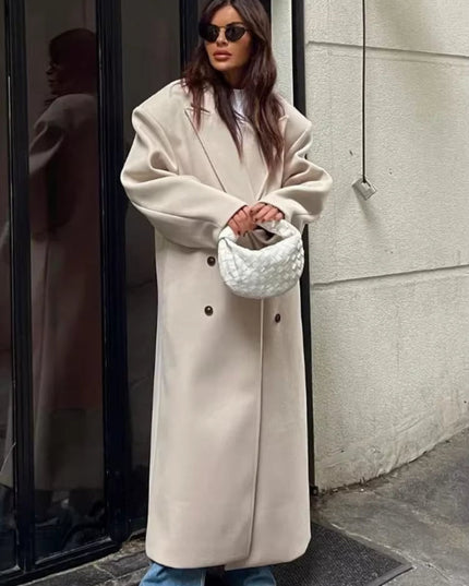 Women's Long Maxi Tailored Double Breasted Duster Coat