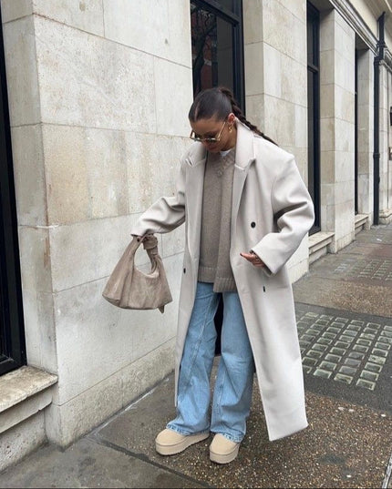 Women's Long Maxi Tailored Double Breasted Duster Coat