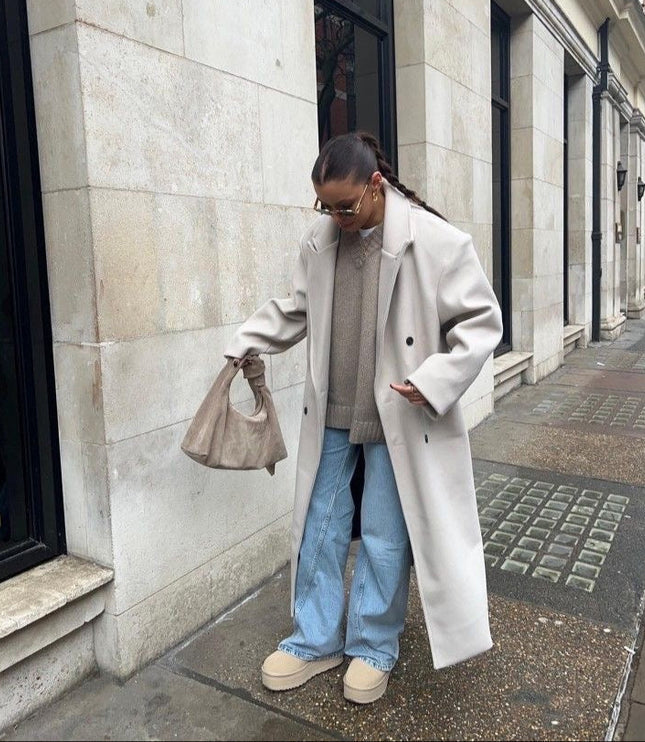 Women's Long Maxi Tailored Double Breasted Duster Coat