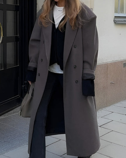 Women's Long Maxi Tailored Double Breasted Duster Coat