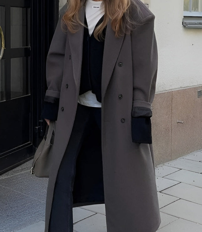 Women's Long Maxi Tailored Double Breasted Duster Coat