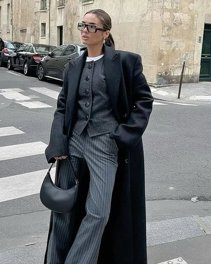 Women's Long Maxi Tailored Double Breasted Duster Coat
