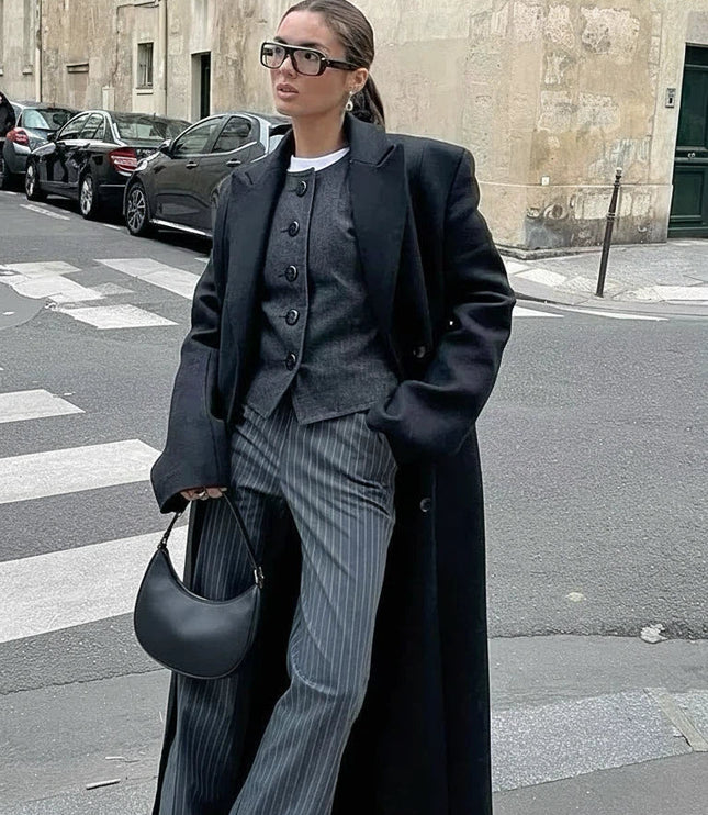 Women's Long Maxi Tailored Double Breasted Duster Coat