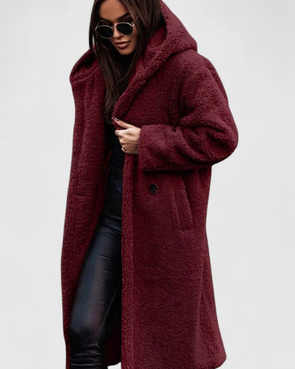 Women's Long Sherpa Teddy Coat, Oversized Open Front