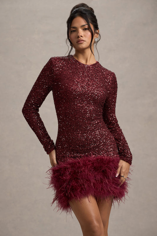 Women's Long Sleeve Sequin Mini Party Dress