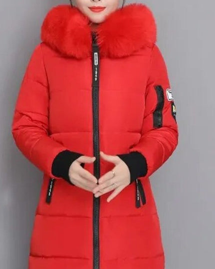 Women's Long Winter Parka Coat, Quilted with Faux Fur Hood