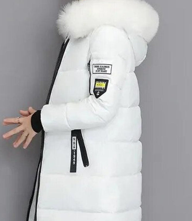 Women's Long Winter Parka Coat, Quilted with Faux Fur Hood