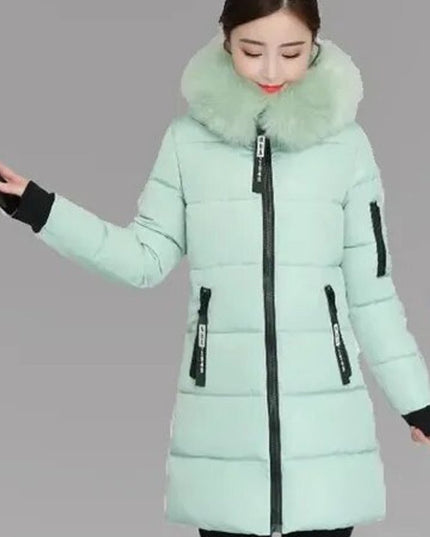 Women's Long Winter Parka Coat, Quilted with Faux Fur Hood