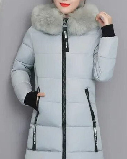 Women's Long Winter Parka Coat, Quilted with Faux Fur Hood