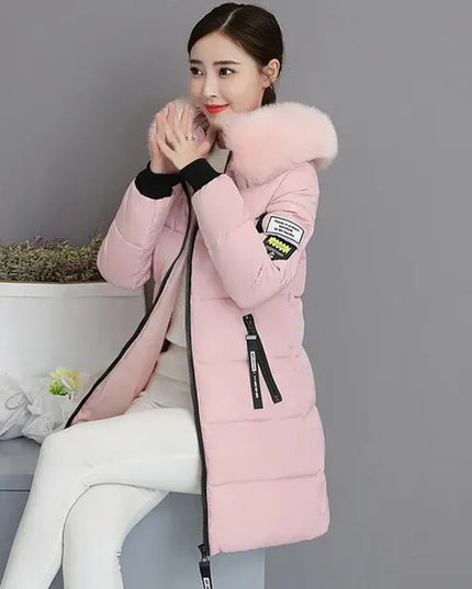 Women's Long Winter Parka Coat, Quilted with Faux Fur Hood