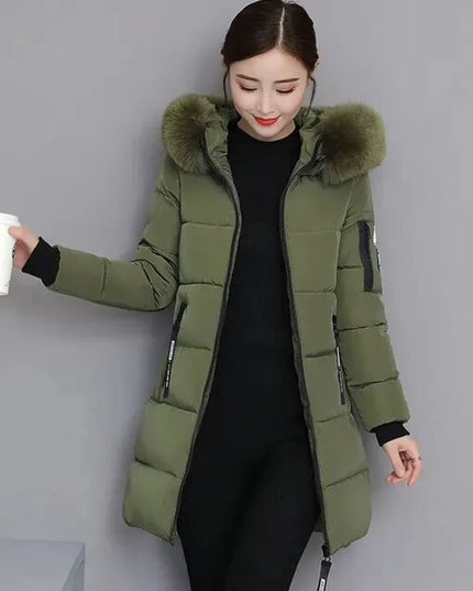 Women's Long Winter Parka Coat, Quilted with Faux Fur Hood