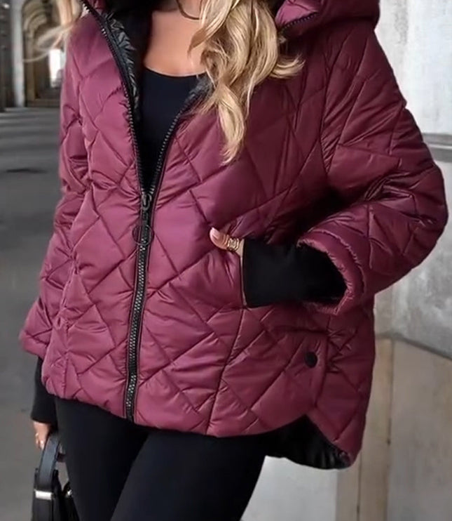 Women's Mock Neck Full Zip Diamond Quilted Fall Jacket