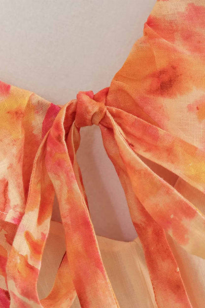 Women's Orange Floral Maxi Dress for Summer Wedding Guests