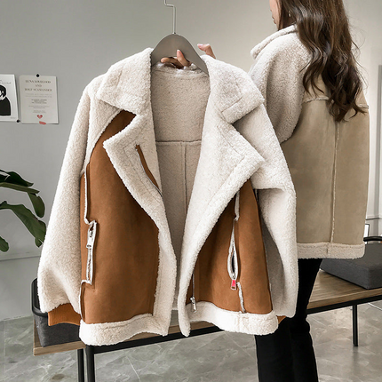 Women's Oversized Aviator Jacket, Sherpa Lined Collar