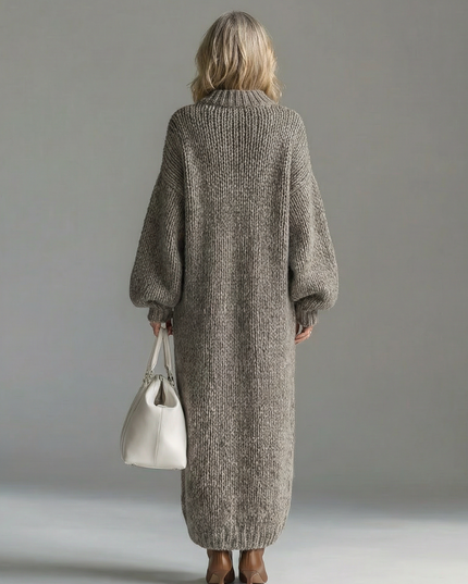 Women's Oversized Maxi Sweater Dress, Chunky Knit with Balloon Sleeve