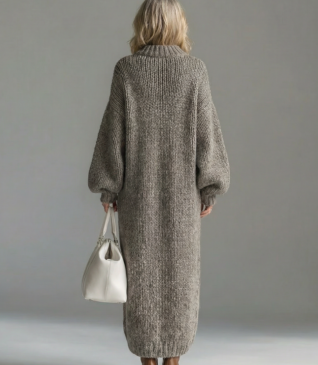 Women's Oversized Maxi Sweater Dress, Chunky Knit with Balloon Sleeve