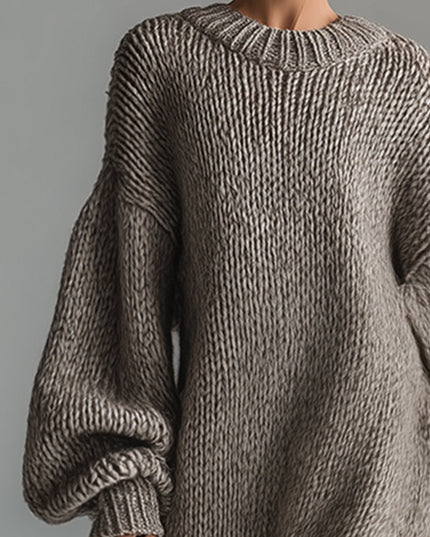 Women's Oversized Maxi Sweater Dress, Chunky Knit with Balloon Sleeve