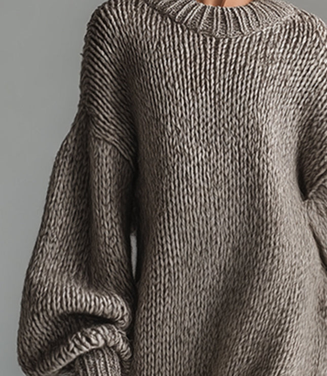 Women's Oversized Maxi Sweater Dress, Chunky Knit with Balloon Sleeve