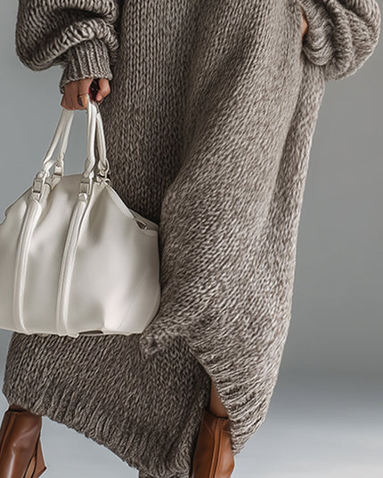 Women's Oversized Maxi Sweater Dress, Chunky Knit with Balloon Sleeve