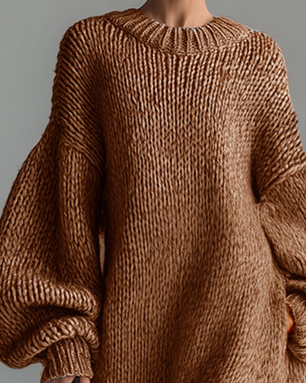 Women's Oversized Maxi Sweater Dress, Chunky Knit with Balloon Sleeve