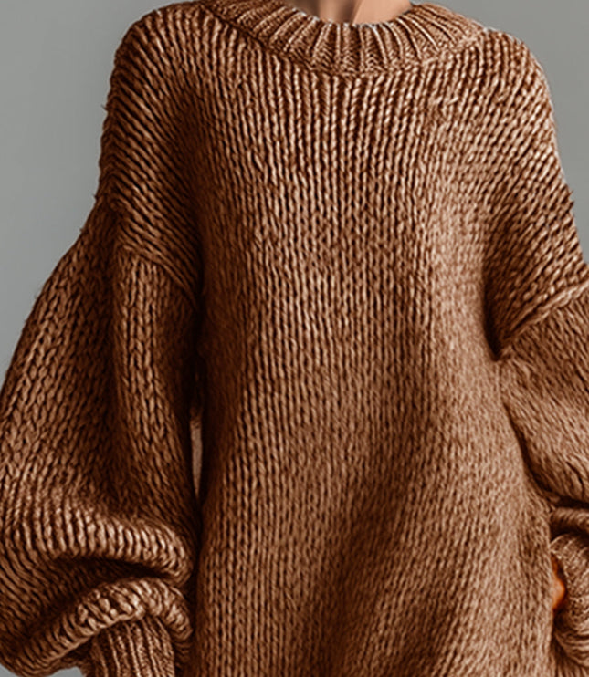 Women's Oversized Maxi Sweater Dress, Chunky Knit with Balloon Sleeve