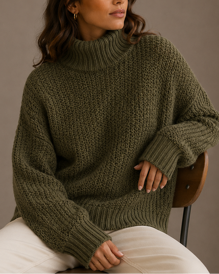 Women's Oversized Winter Turtleneck Chunky Knit Sweater