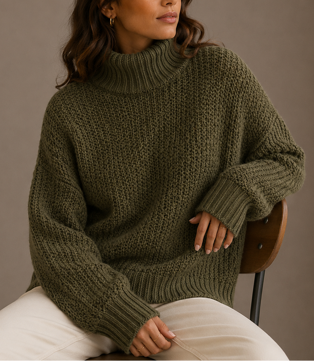 Women's Oversized Winter Turtleneck Chunky Knit Sweater