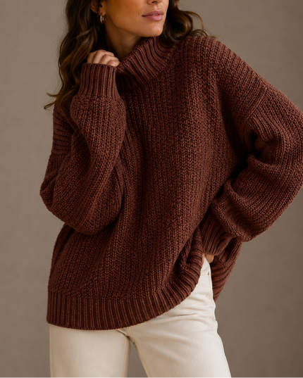 Women's Oversized Winter Turtleneck Chunky Knit Sweater