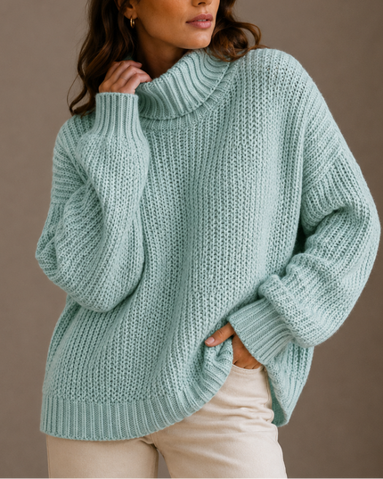 Women's Oversized Winter Turtleneck Chunky Knit Sweater