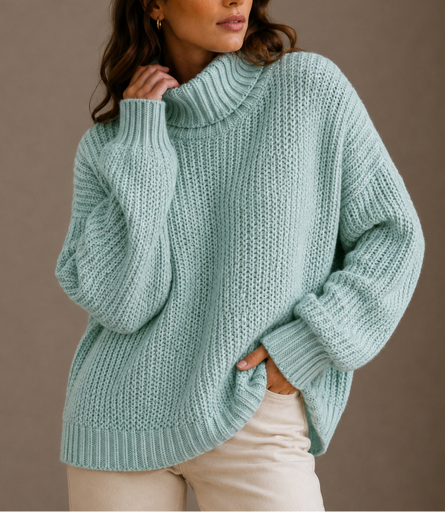 Women's Oversized Winter Turtleneck Chunky Knit Sweater