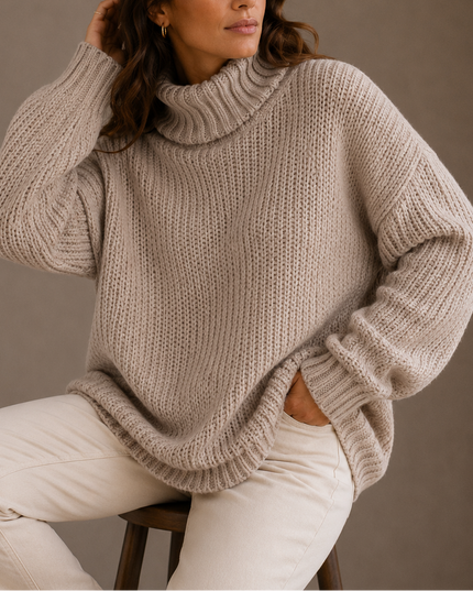 Women's Oversized Winter Turtleneck Chunky Knit Sweater