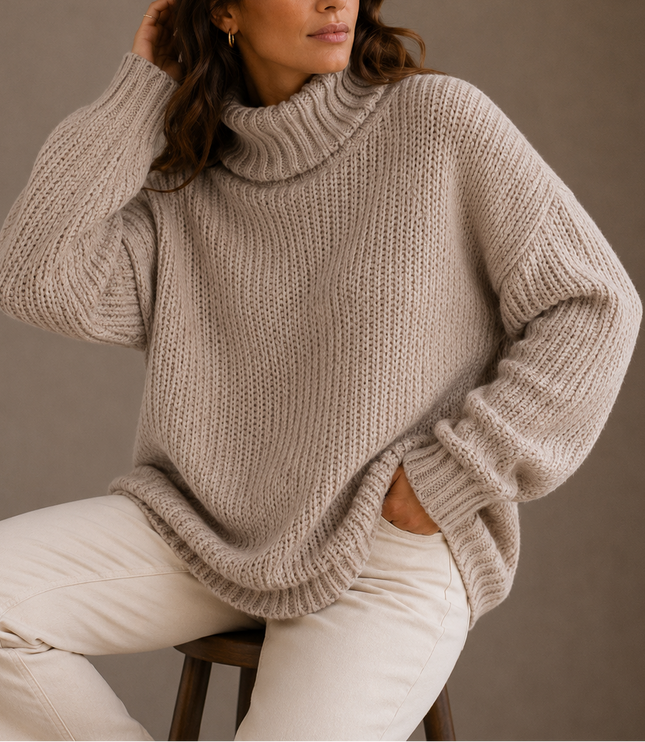 Women's Oversized Winter Turtleneck Chunky Knit Sweater