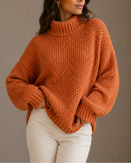 Women's Oversized Winter Turtleneck Chunky Knit Sweater