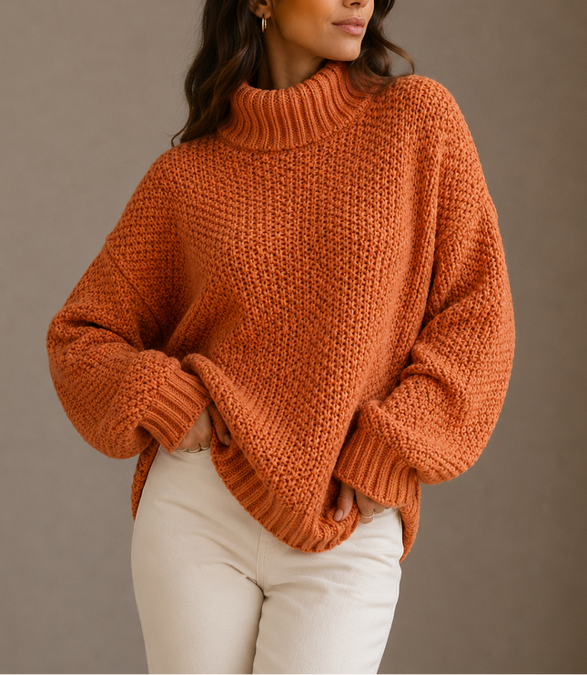 Women's Oversized Winter Turtleneck Chunky Knit Sweater