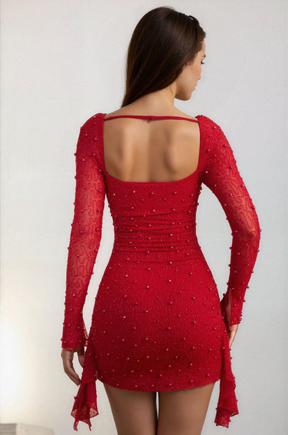 Women's Pink Embellished Bodycon Wedding Guest Dress